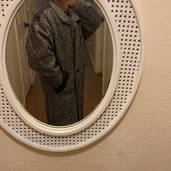 Vintage • Union Made • Leather and Houndstooth tweed Coat • Long coat • Evening - Picture 11 of 12